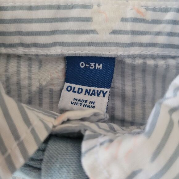 Old navy size 0-3 month boys blue stripped Short-Sleeve bunny Shirt & Bow-Tie - Picture 4 of 4